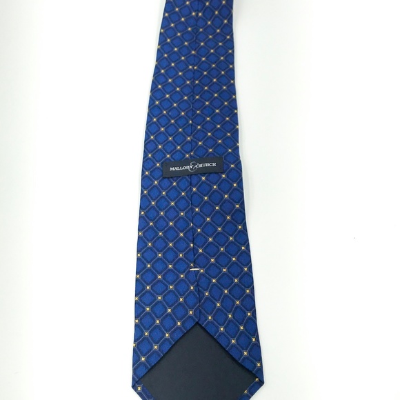 Mallory & Church Blue Check Silk Necktie - Picture 4 of 6